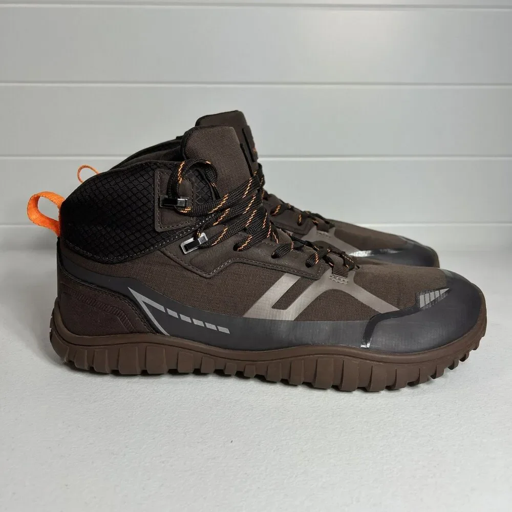 Hobibear Men’s Hiking Boots Size 44 US 10-10.5 Brown Mid Wide Toe Barefoot Trail